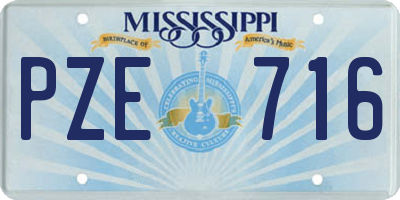 MS license plate PZE716