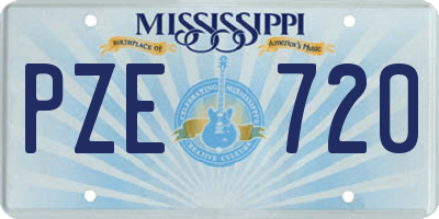 MS license plate PZE720
