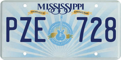 MS license plate PZE728
