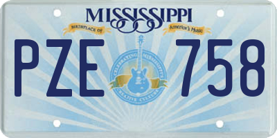 MS license plate PZE758