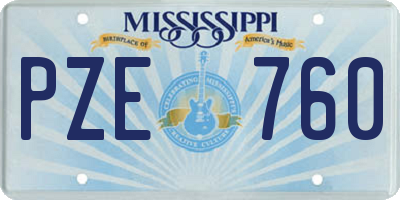 MS license plate PZE760