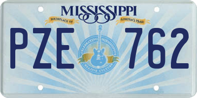 MS license plate PZE762
