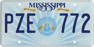 MS license plate PZE772