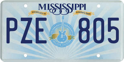 MS license plate PZE805