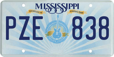 MS license plate PZE838