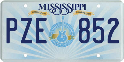 MS license plate PZE852