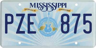 MS license plate PZE875