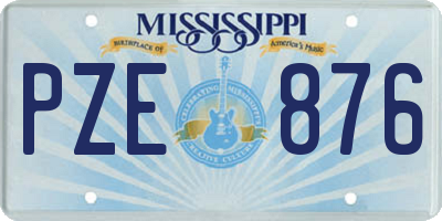 MS license plate PZE876