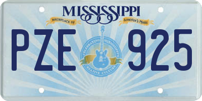 MS license plate PZE925