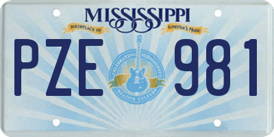 MS license plate PZE981