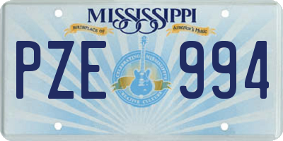 MS license plate PZE994
