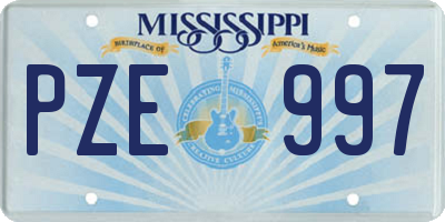 MS license plate PZE997