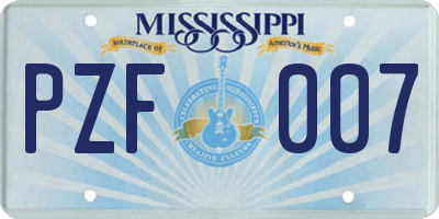 MS license plate PZF007