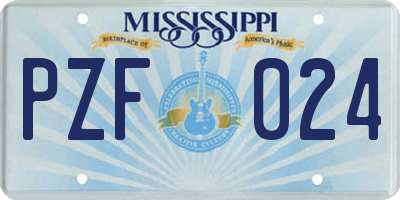 MS license plate PZF024