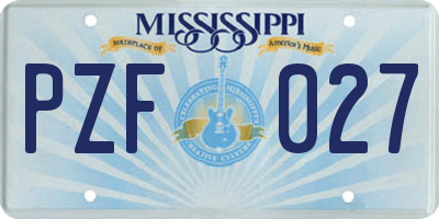 MS license plate PZF027