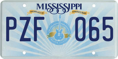 MS license plate PZF065