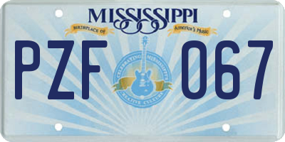 MS license plate PZF067