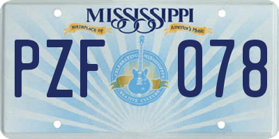 MS license plate PZF078