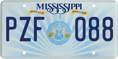 MS license plate PZF088