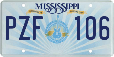 MS license plate PZF106