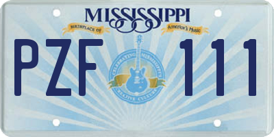 MS license plate PZF111