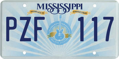 MS license plate PZF117