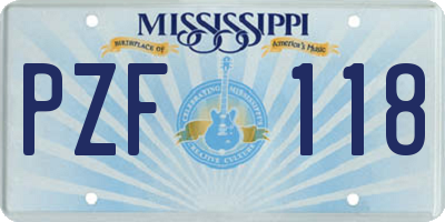 MS license plate PZF118