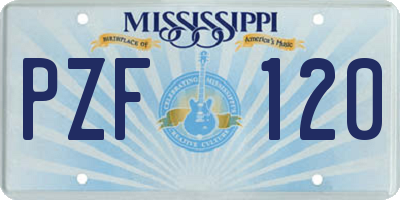 MS license plate PZF120