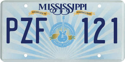 MS license plate PZF121