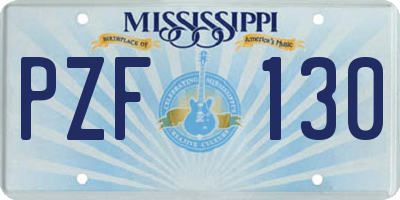 MS license plate PZF130