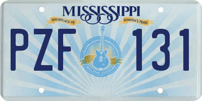 MS license plate PZF131