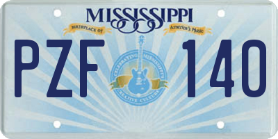 MS license plate PZF140