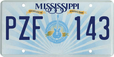 MS license plate PZF143