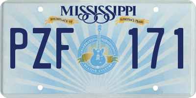 MS license plate PZF171