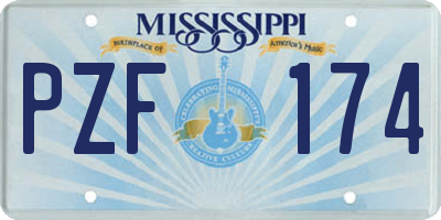 MS license plate PZF174