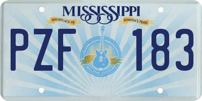 MS license plate PZF183