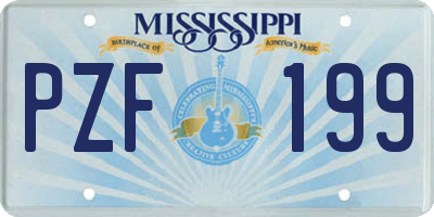MS license plate PZF199