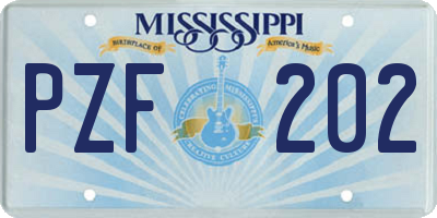 MS license plate PZF202