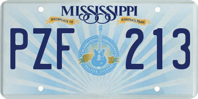 MS license plate PZF213