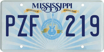 MS license plate PZF219