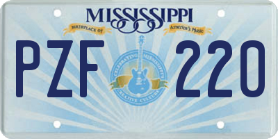 MS license plate PZF220