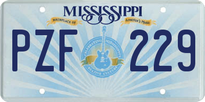 MS license plate PZF229