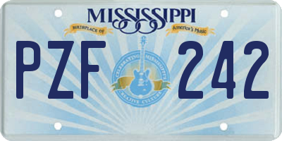 MS license plate PZF242