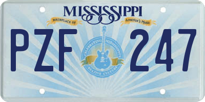 MS license plate PZF247