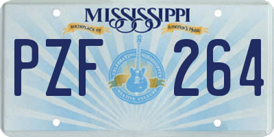 MS license plate PZF264