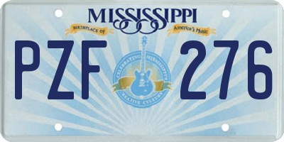 MS license plate PZF276