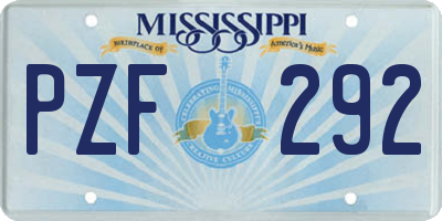 MS license plate PZF292