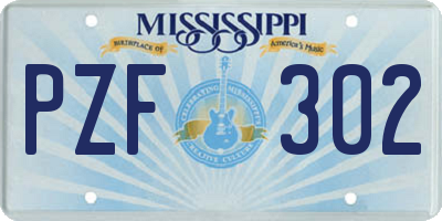 MS license plate PZF302