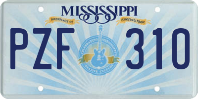 MS license plate PZF310