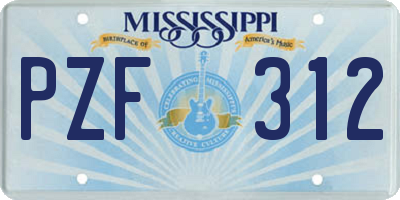 MS license plate PZF312